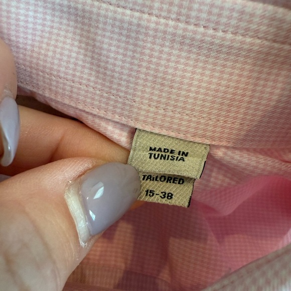 Burberry London Men’s Micro Gingham Button Down Shirt Size 15 38 Pink READ - Picture 7 of 12